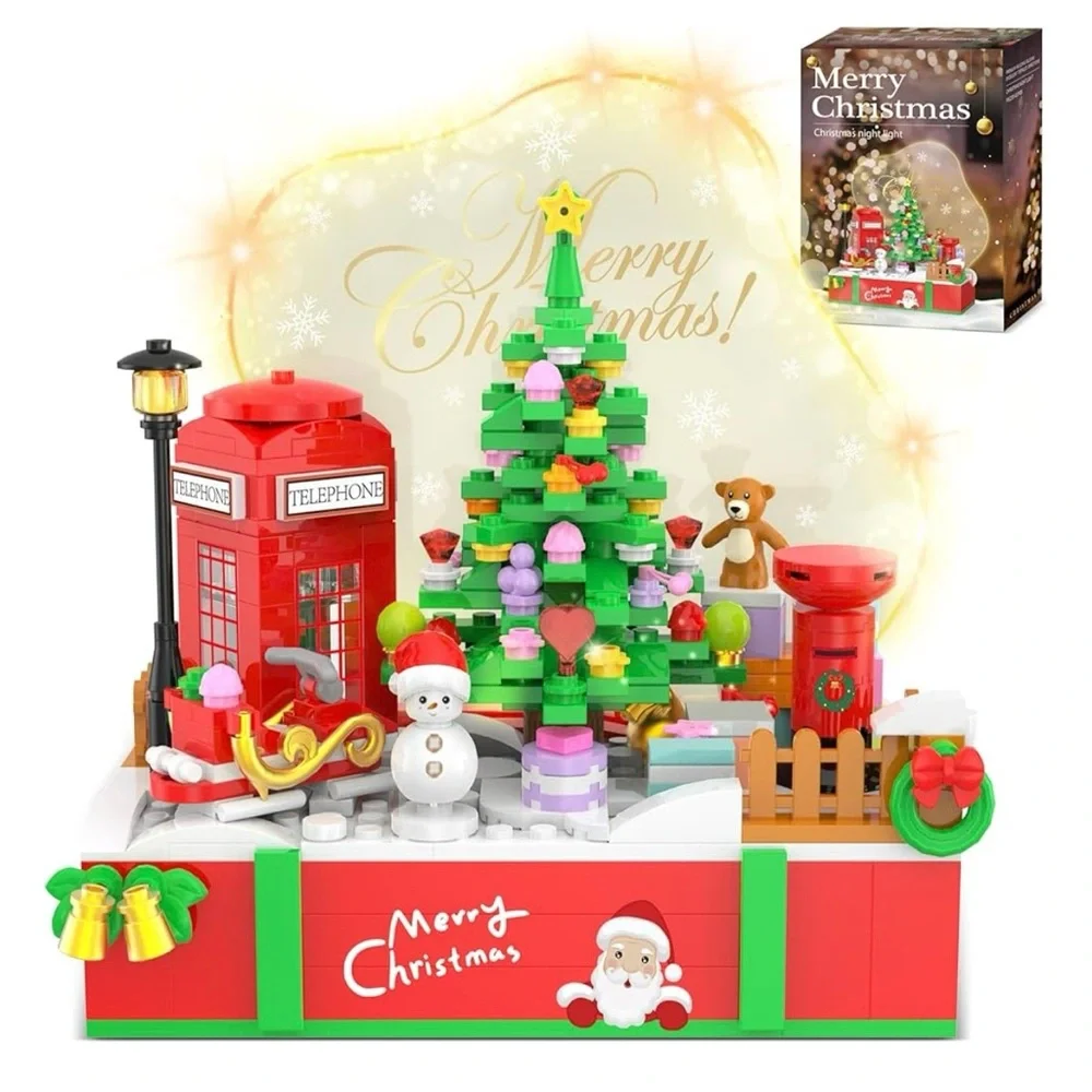 Christmas Building Block Set with Tree and Snowman
